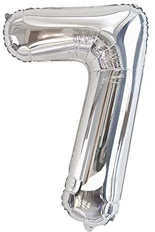 Ponmoo - Luftballon Zahl 7 - Silber - 86cm (aufgeblasen)