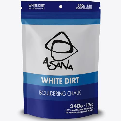 Asana White Dirt Climbing Chalk (12oz, 340g) Premium Bouldering, Klettern & Gym Chalk Powder – Verbessert die Griffigkeit für Gymnastik, Gewichtheben oder Workout