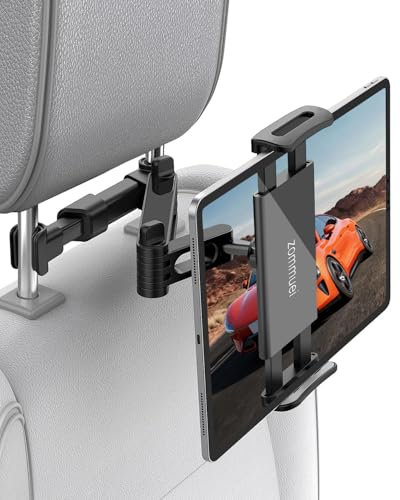 Zommuei Soporte Tablet Coche, Soporte Reposacabezas Asiento Trasero para automóvil 360°Rotación Soporte de Montaje Extensible para iPad Air Mini 2 3 4, Pad 2018 Pro 9.7,10.5, Tableta de 4.4-14 Pulgada