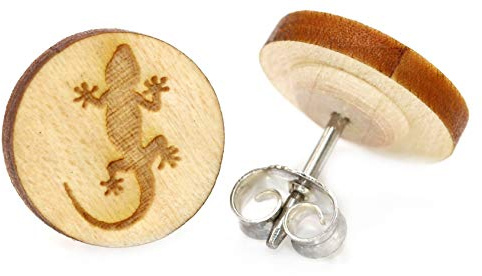 Miriquidi Holz Ohrstecker Silber 925 Sterling 11mm Paar