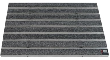 Emco Eingangsmatte Diplomat Large Rips Hellgrau 22mm Fußmatte für Innenbereich und Überdachter Außenbereich, Größe: 100x50cm