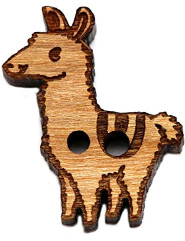 NaturSchatulle Holzknöpfe Motiv Alpaka | 5 Stück Kirsche 2 Loch Knöpfe Holz DIY Basteln Nähen Schmuckherstellung Annähen Kinderknöpfe
