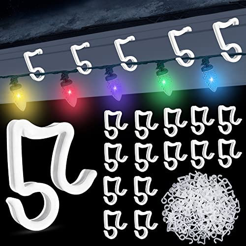 GOLRISEN 100 Stück Dachrinnenhaken Lichterkette Kunststoff Halterung Outdoor Weihnachtslicht Clip Mini Dachrinnenhalter für Weihnachtsbeleuchtung LED Dekorative Lichterketten (Weiß)