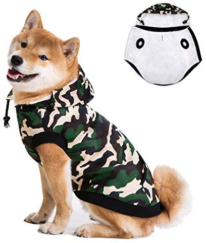 Miaododo Warme Hundejacke mit Fleece-Futter, winddicht, Camouflage, Wintermantel für kaltes Wetter, Hundejacke für kleine, mittelgroße und große Hunde (L(Brustumfang: 65 cm, Rückenlänge: 47 cm)