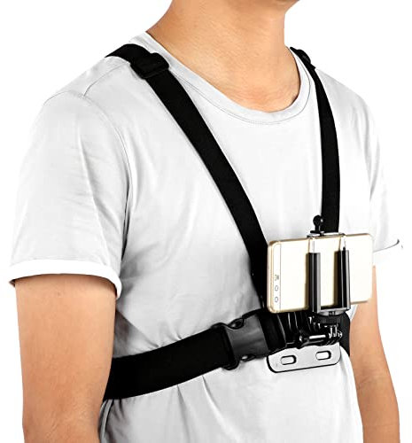 Bindpo Imbracatura toracica per fotocamera, supporto cinghia toracica regolabile, montaggio petto con clip per Gopro per OSMO Action Camera per Cellulare