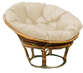 chilly pilley Coussin Rond Impermeable pour Papasan Fauteuil en Rougein Coussin De Fauteuil Jardin Coussin De Siège Matelassé avec Boucles (100cm, Crème)