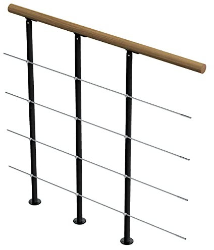 DOLLE Brüstungsgeländer für Mittelholmtreppe Geländer Ergänzungs-Set 1 Meter Handlauf Eiche lackiert Pfosten Anthrazit (RAL 7016)