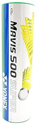 Yonex Mavis 500 Super Nylon Badminton-Federbälle (gelb, langsame Geschwindigkeit) | langlebige Leistung | Flügelrippenmuster