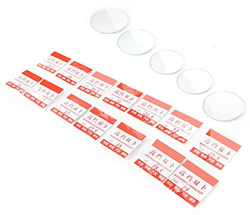34Pcs Uhrenglas Flache Uhr Kristalllinse Ersatzglas 16-32.5mm Rundes Uhrenobjektiv für Labor Messbecherdeckel