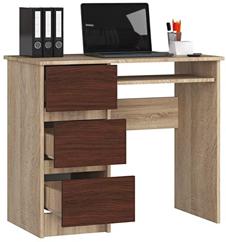 Bureau d'ordinateur avec 3 tiroirs et Un tiroir Coulissant pour Le Clavier. Un Seul Bureau pour Un Ordinateur de Bureau ou Portable.