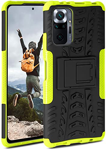 ONEFLOW Tank Case, Compatible with Xiaomi Redmi Note 10 Pro, Outdoor Case, Shockproof, Phone Case with Kickstand, Camera and Screen Protector, Mobile Phone Hard Case, Lime - Green
