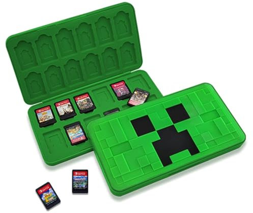 BAYINBROOK Game Card Case für Nintendo Switch, Silikon Spielkartenhülle Etui Aufbewahrungsbox, Switch Spielkartenhalter Grosse Kapazität für 24 NS 24 TF Karten (Grün MC)