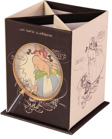 Clairefontaine 813031C - Un Pot à Crayons/Pinceaux/Stylos Multifonctions en Carton - Home Office - Crayonnés sous la loupe d'Astérix 8x8x11 cm