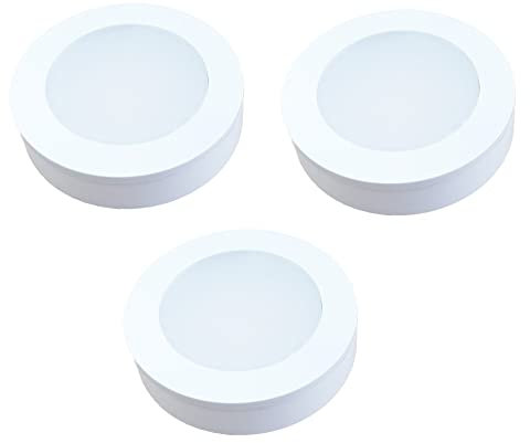 kalb | 3er Set LED Einbauspot Unterbauspot 6,3cm ∅ Einbaustrahler für Möbel inkl. Aufsatzring, weiß, Aluminium, 12VDC, 3 Watt, warmweiß
