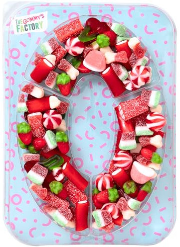 Gommy's Factory Party Numbers nº 0. Tarta de gominolas para cumpleaños con forma de números. 500g de chuches