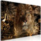 decomonkey Bilder Löwe Abstrakt 120x80 cm 1 Teilig Leinwandbilder Bild auf Leinwand Vlies Wandbild Kunstdruck Wanddeko Wand Wohnzimmer Wanddekoration Deko Tiere Blätter Afrika schwarz