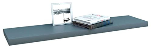 thesecrethome.es Estante Rectangular | Balda | Estantería Balda Flotante Mueble Organizacion para Colgar | Largo 80 cm | para Salón, Cocina, Baño, Habitación, Pasillo (Gris - 120 cm)