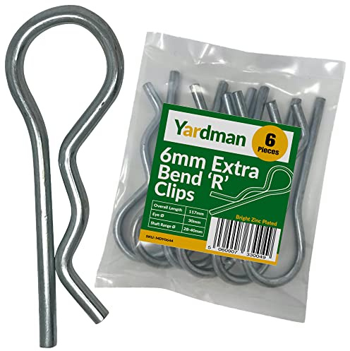 YARDMAN R Clips 6-pcs 6mm by 117mm Extra Bend Bright Zinc Plated R Shape Cotter Retaining Pin