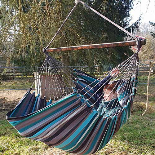 hoplo holzenplotz Gepolsterter Hängesessel Hängestuhl Eleganza XXXL Baumwolle 2 Kissen