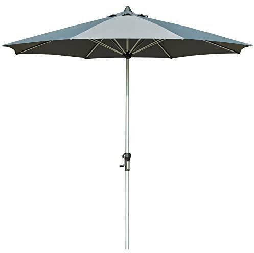 Outsunny 2,7 m Sonnenschirm Terrassenschirm Marktschirm 8 Rippen Gartenschirm mit Sonnenschutz Aluminum Polyester Dunkelgrau
