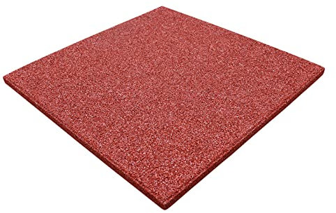 Gummimatten Rot 50x50x4cm Gummiplatten Fallschutzmatten Outdoor Indoor Kinder Schaukel Klettergerüst Fallschutzplatten Fitness Yoga (3 Platten 50x50x4cm)