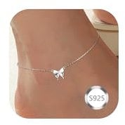 ORAZIO 925 Sterling Silver Ankle Bracelet Multilayer Anklets for Women Heart Round Ball Anklets Adjustable Chain Summer Beach Foot Jewellery Style4