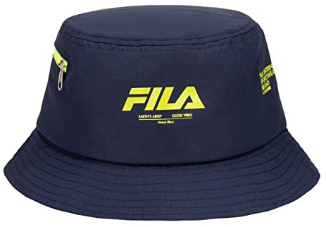 Fila Unisex Nylon Ripstop Side Zipper Pocket Bucket Hat (Peacoat)