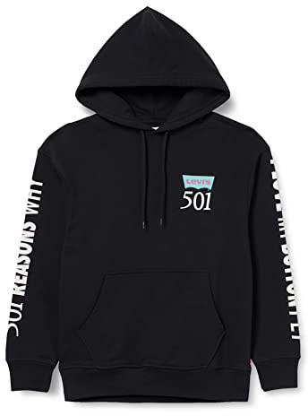 Levi's Herren Relaxed Graphic Sweatshirt Hoodie Kapuzenpullover,Button Fly Hoodie Vw Caviar,S