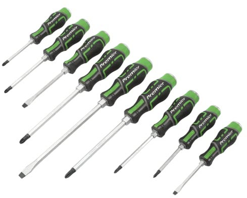 Sealey Hammer-Thru Screwdriver Set Hi-Vis Green, 9pc AK4941HV