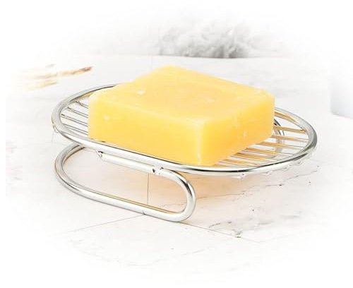 Soap Dish Stainless Steel Bar Soap Rack for Shower Bathroom, Self Draining,Long Use Non-rust Soap Dish Sponge Rack for Kitchen Sink,Easy Clean,Quick Dry(Oval)