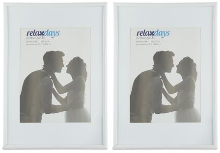 Relaxdays 24 x Bilderrahmen 20x30 cm, Passepartout 15x20 cm, Schlichter Fotorahmen zum Stellen o. Hinhängen, aus Kunststoff, weiß