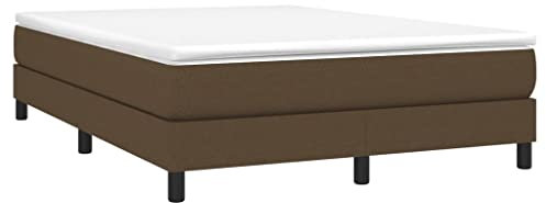 vidaXL Cadre à sommier tapissier en Tissu Marron foncé 140 x 200 cm, lit, Meuble de Couchage, sommier tapissier, Cadre de lit, lit Double, sommier tapissier, Lits, berceaux