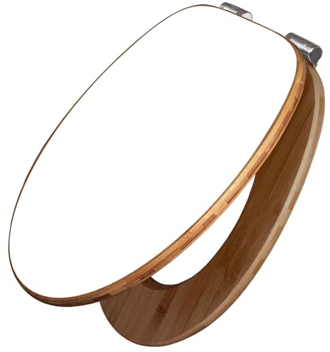 banjado Design WC Sitz Bambus Absenkautomatik 45,8x37,5cm - Toilettendeckel mit Absenkautomatik Holz - hochwertiger Bambus Klodeckel - WC-Sitz für gängigen Toiletten - Farbe weiß