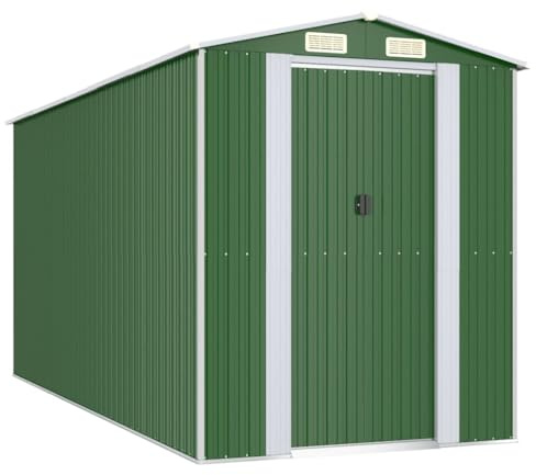 'vidaXL Durable Galvanised Steel Garden Shed - Spacious Outdoor Storage for Tools, Garden Equipment with Easy Access Sliding Doors