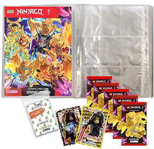 Bundle mit Blue Ocean LEGO Ninjago Serie 8 Trading Cards - 1 Leere Sammelmappe + 5 Booster + Exklusive Collect-it Hüllen