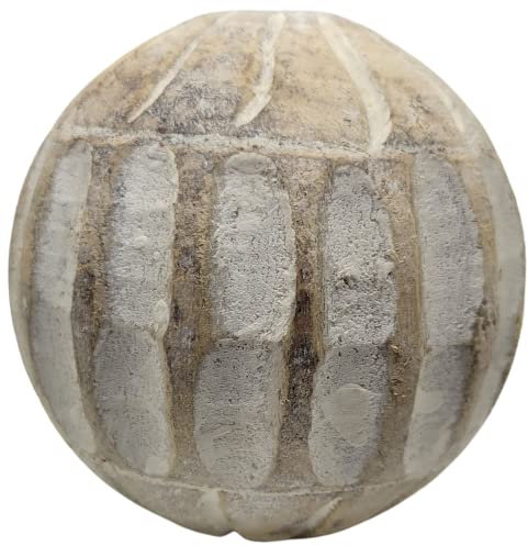 PD Home & Garden Geschnitzte dekorative Holzkugel-, Schalen-, Vasen- oder Glasfüller, 10,2 cm Durchmesser (Medaillon gestreift)