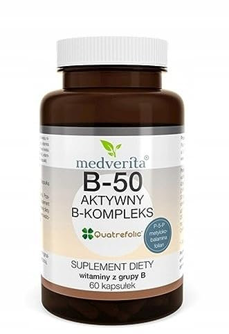 Medverita - Vitamin B-50 Aktiver B-Komplex - Folat Quatrefolic® (aktive, reduzierte Folsäure) - Nahrungsergänzungsmittel - 60 kapseln