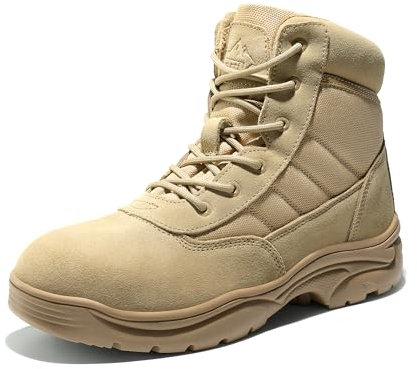 NORTIV 8 Herren Militär Security Tactical Einsatzstiefel Boot Zipper Militär Kampfstiefel Springerstiefel,Size 41.5,Sand,Contractor-New