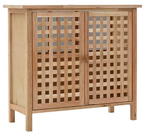 Homgoday Meuble sous-lavabo - En bois massif de noyer - 66 x 29 x 61 cm