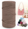 LEREATI Polyester Garn 150m Makramee Garn 4mm Geflochten Polyester-Seil Farbig Häkelgarn, Polyester Macrame Cord 4mm für Häkeltasche Umhängetasche Handtasche Geschenk Strickwaren (Dunkel Kamel)