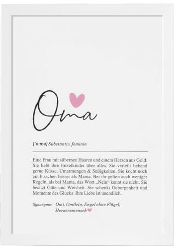 Fjllrven Definition Poster & Kunstdrucke | Weihnachtsgeschenke Oma Geschenk | Wandbilder Wohnzimmer | Weihnachten Geschenke für Oma Geburtstag | Wanddeko Deko Wohnzimmer | DINA A4 mit Rahmen Weiß