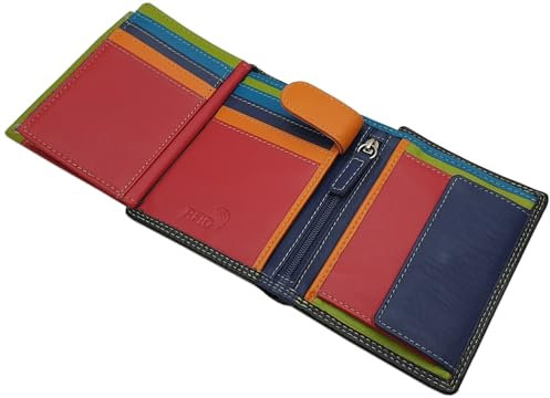 myledershop Rind-Nappa Leder Damen Geldbörse/Geldbeutel/Portemonnaie/Geldtasche mit RFID & NFC Schutz Mehrfarbig