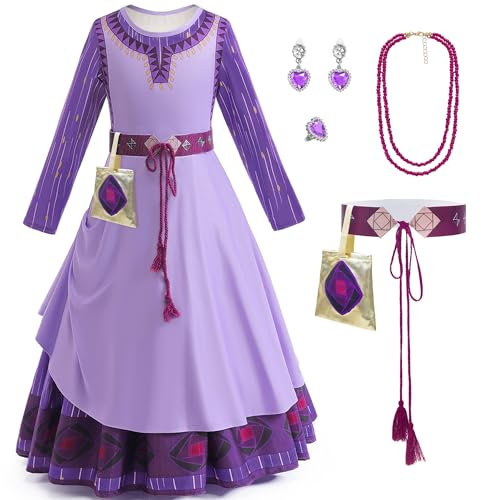 GMEDJVE Wish Asha Kleid Kostüm für Mädchen Wish Princess Dress Up Kinder Weihnachten Cosplay Party Outfits Party