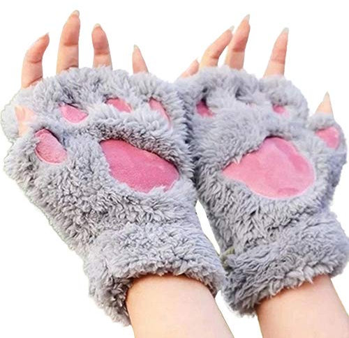 Fucouture Winterhandschuhe, wärmer, fingerlos, für Damen, Tastatur, gestrickt, Fäustlinge, Arm, Handgelenk, lange Handschuhe, grau, Einheitsgröße