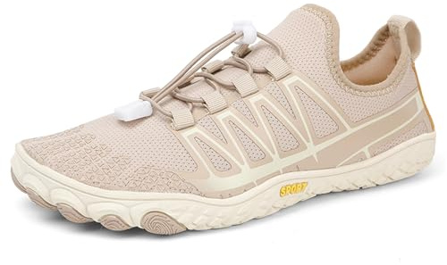 AONEGOLD Water Shoes Mens Women Barefoot Quick Dry Aqua Swim Yoga Lightweight Breathable Snorkeling Surfing Beach Fitness Shoes (Khaki, Size 13)