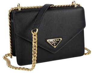 Prada Damen Schwarz Saffiano Leder Schultertasche 1BD200