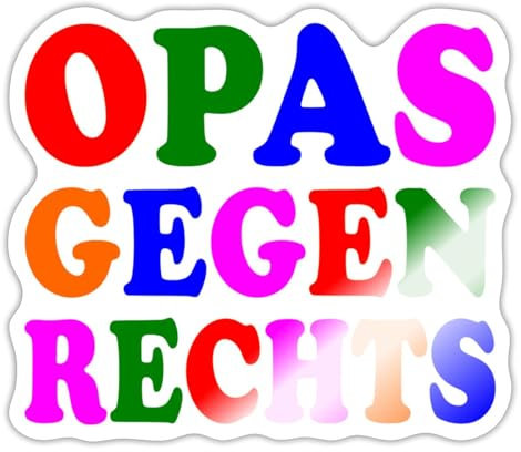 Spreadshirt Opas Gegen Rechts Statement Farbenfroh Sticker, max. 10x10 cm, 10 x 10 cm, Weiß glänzend