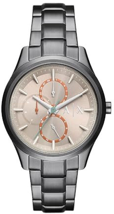 Armani Exchange orologio per uomo, movimento cronografo e cassa orologio per 42 mm con cinturino in acciaio inossiorologio perbile, pelle o silicone, Grigio chiaro e tonalità argento
