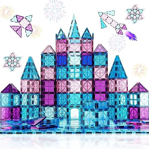 Magnetic Tiles, 34 PCS Magnetic Building Blocks Kids Toys, 3D Learning Ice Toys for Girls Boys, Construction Princess Set Birthday Gift