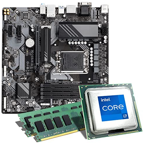 Mainboard Bundle | Intel Core i7-14700, 8X 2100 MHz, 32 GB DDR5-RAM, Gigabyte B760M DS3H DDR5, 2X M.2 Port, PCIe 4.0 x16, USB 3.2 Gen2 | Tuning Kit | CSL PC Aufrüstkit